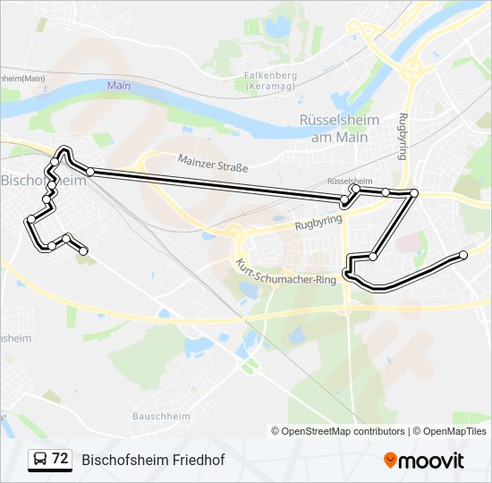Автобус 72: карта маршрута