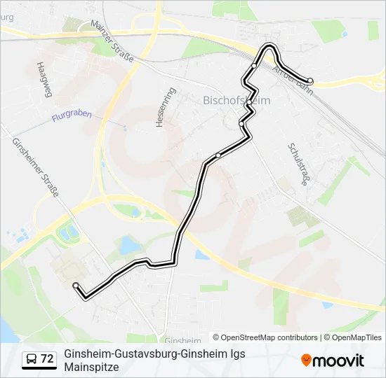 72 Bus Line Map