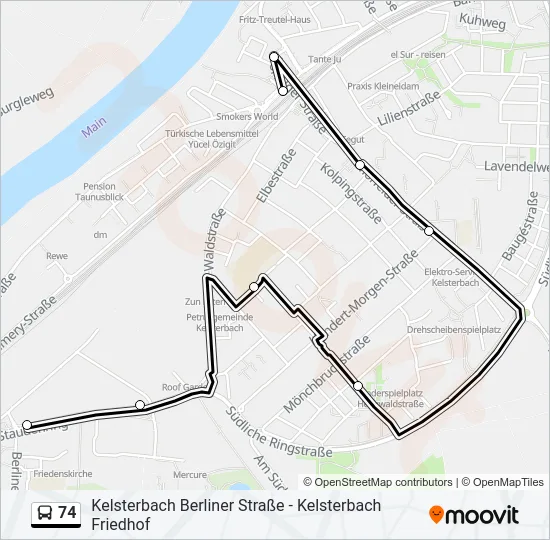 74 Bus Line Map