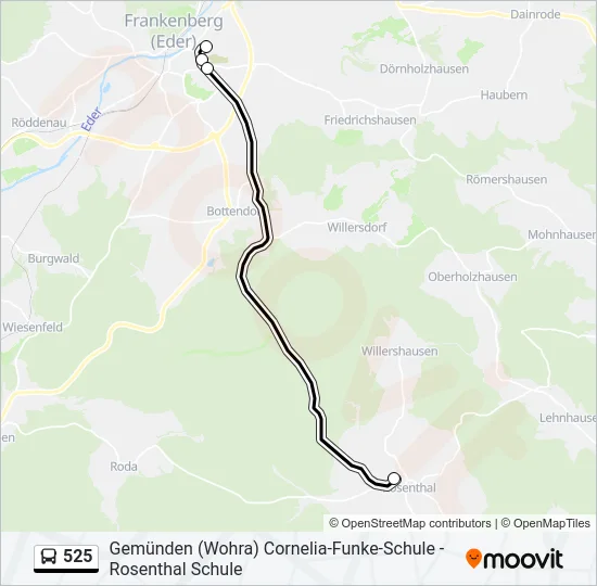 525 Bus Line Map