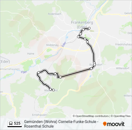 525 Bus Line Map
