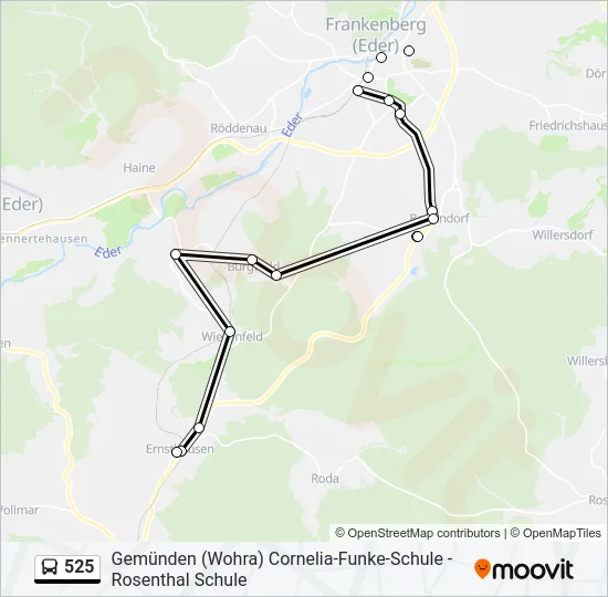 525 Bus Line Map