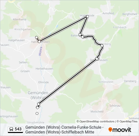 543 Bus Line Map