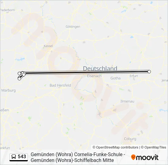 543 Bus Line Map