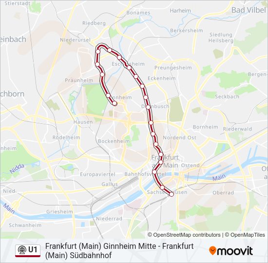 U1 Subway Line Map