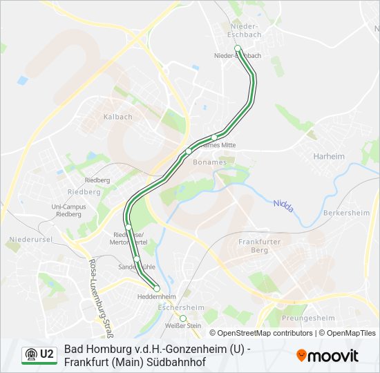 U2 Subway Line Map