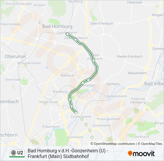 U2 Subway Line Map