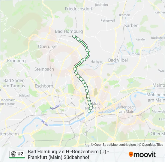 U2 Subway Line Map