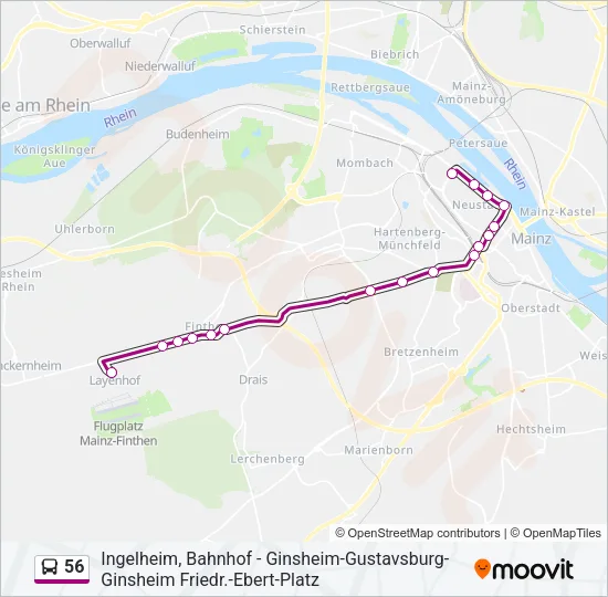 Buslinie 56 Karte