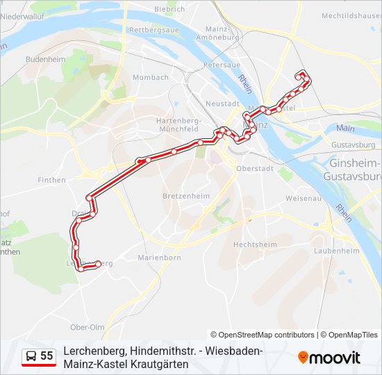 55 Bus Line Map