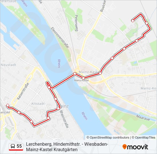 55 Bus Line Map