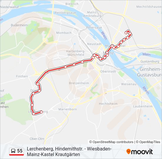 55 Bus Line Map