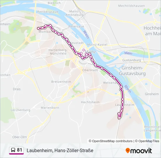 Автобус 81: карта маршрута