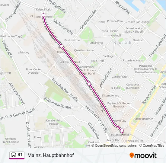 Автобус 81: карта маршрута