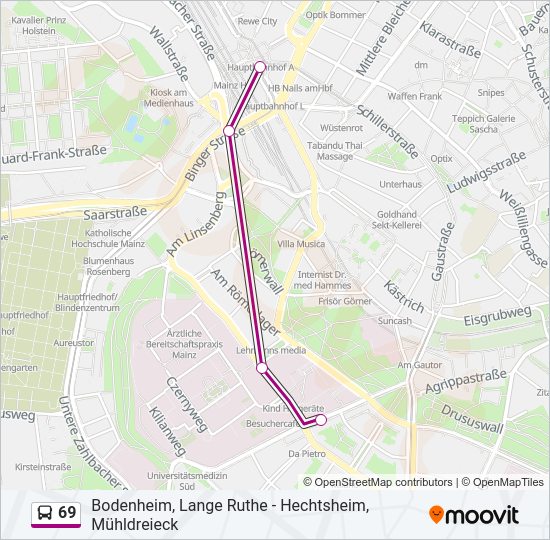 69 Bus Line Map