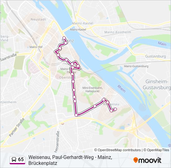 65 Bus Line Map