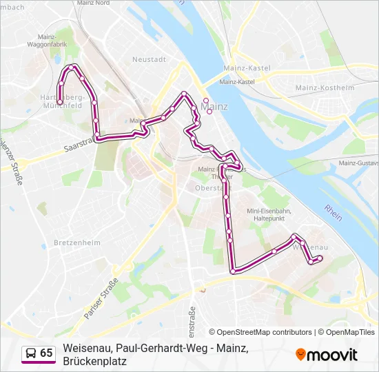 65 Bus Line Map