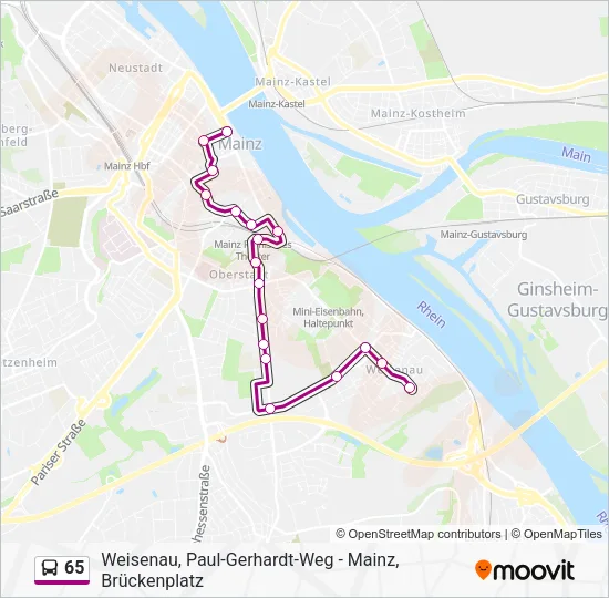 65 Bus Line Map