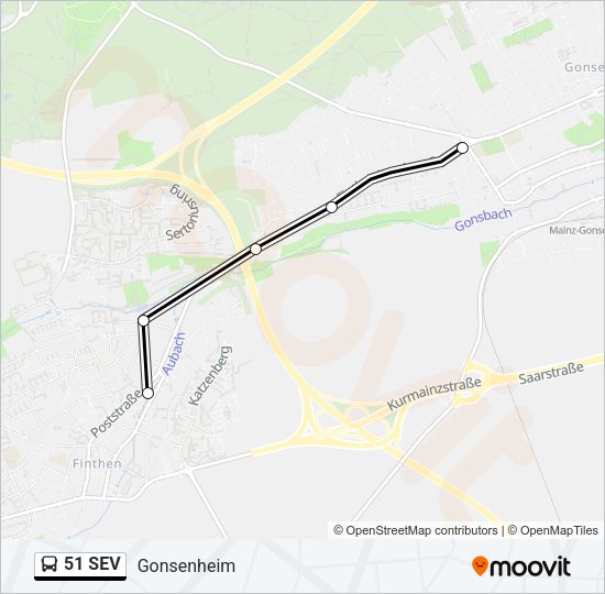 51 SEV Bus Line Map