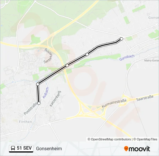 51 SEV Bus Line Map