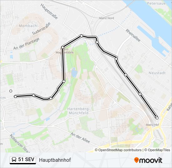 51 SEV Bus Line Map