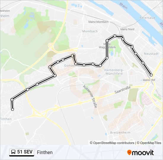 51 SEV Bus Line Map