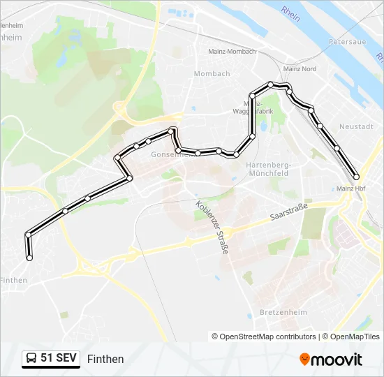 51 SEV Bus Line Map