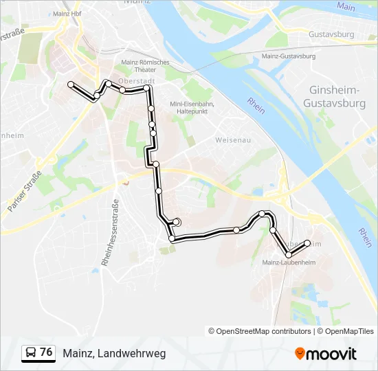Buslinie 76 Karte