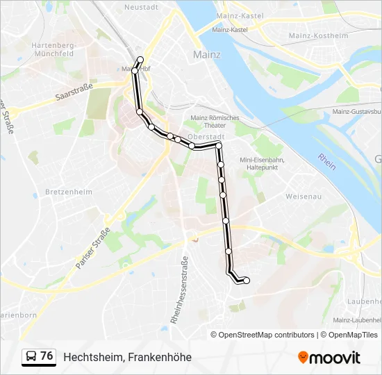 Автобус 76: карта маршрута