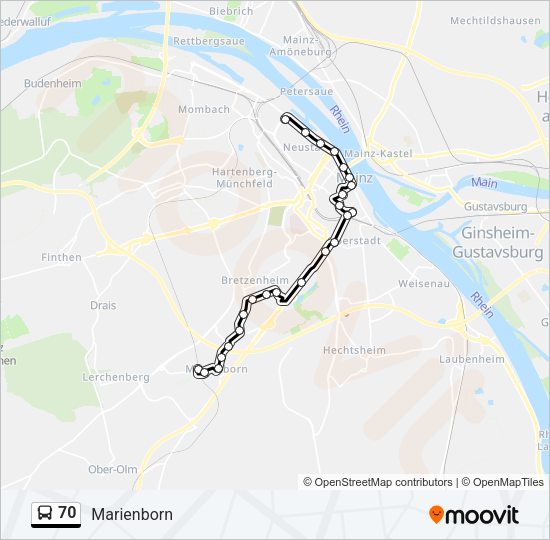 70 Bus Line Map