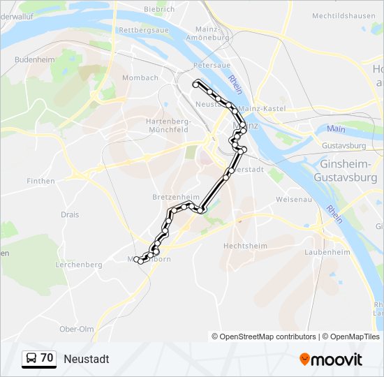 70 Bus Line Map