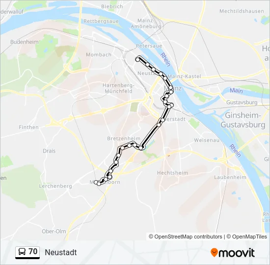70 Bus Line Map