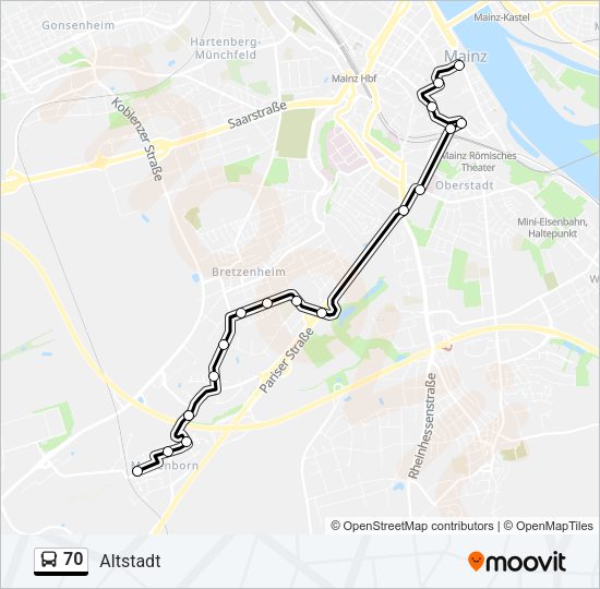 70 Bus Line Map