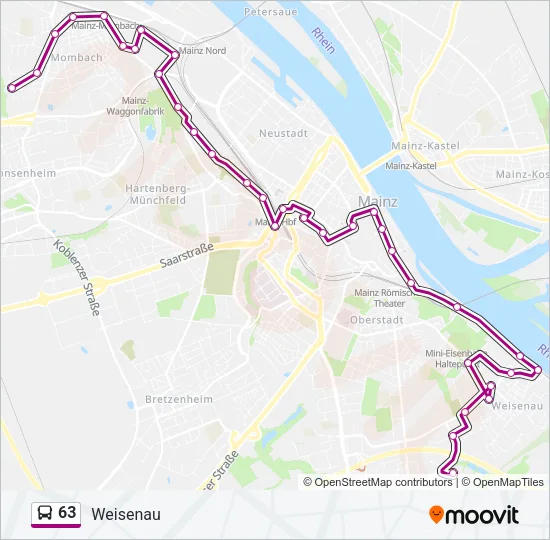 63 Bus Line Map
