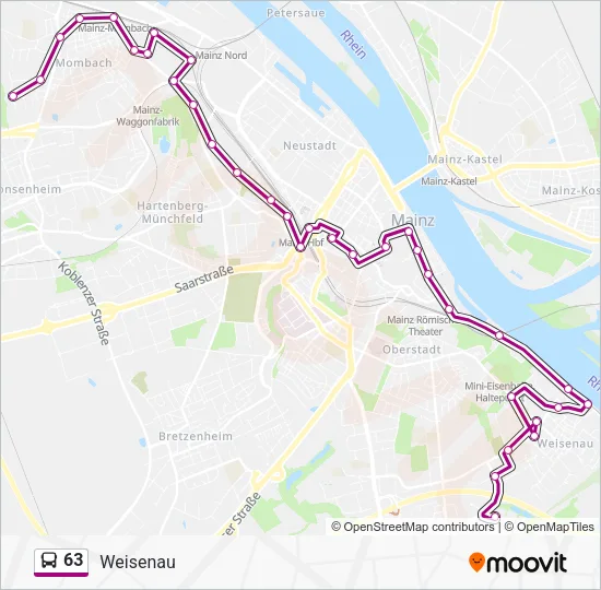 63 Bus Line Map