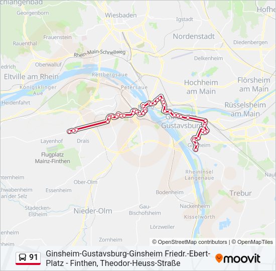 91 Bus Line Map