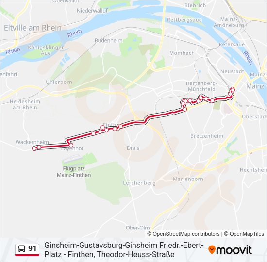 91 Bus Line Map