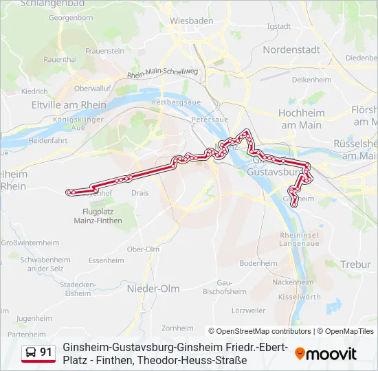 91 Bus Line Map