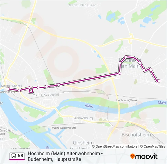 Buslinie 68 Karte