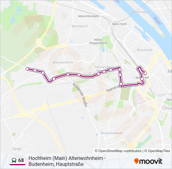68 Bus Line Map