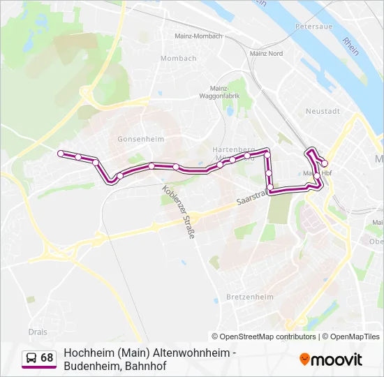 68 Bus Line Map