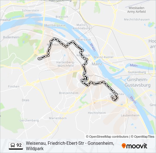 92 Bus Line Map