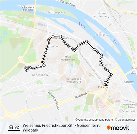 92 Bus Line Map
