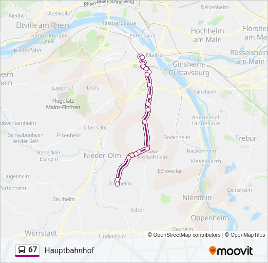Buslinie 67 Karte