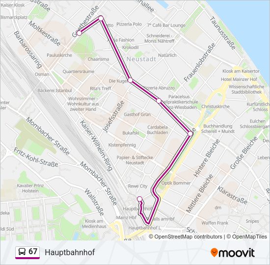 67 Bus Line Map