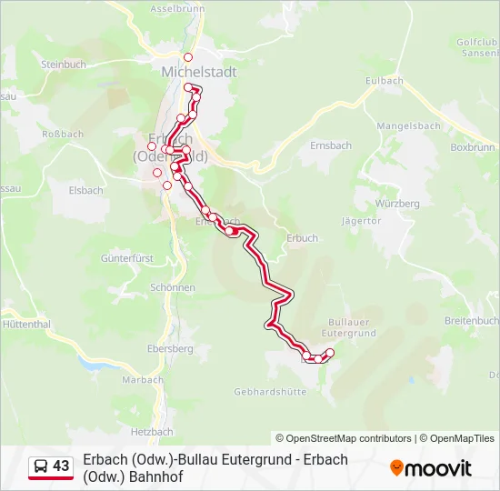 Автобус 43: карта маршрута