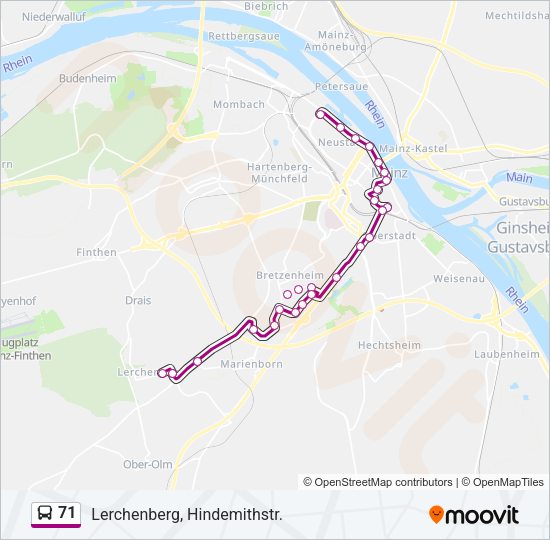 71 Bus Line Map