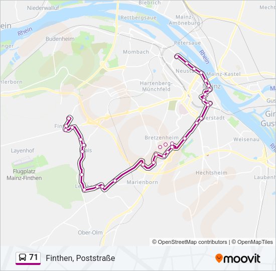 71 Bus Line Map