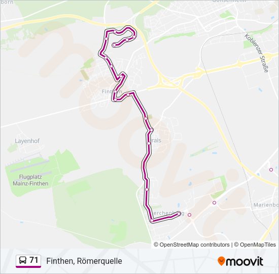 71 Bus Line Map