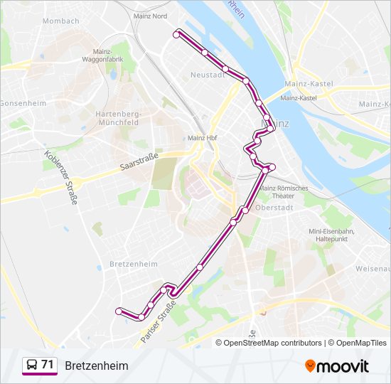 71 Bus Line Map